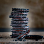 Sesame Charcoal Biscuits with Sweet Ginger Ganache