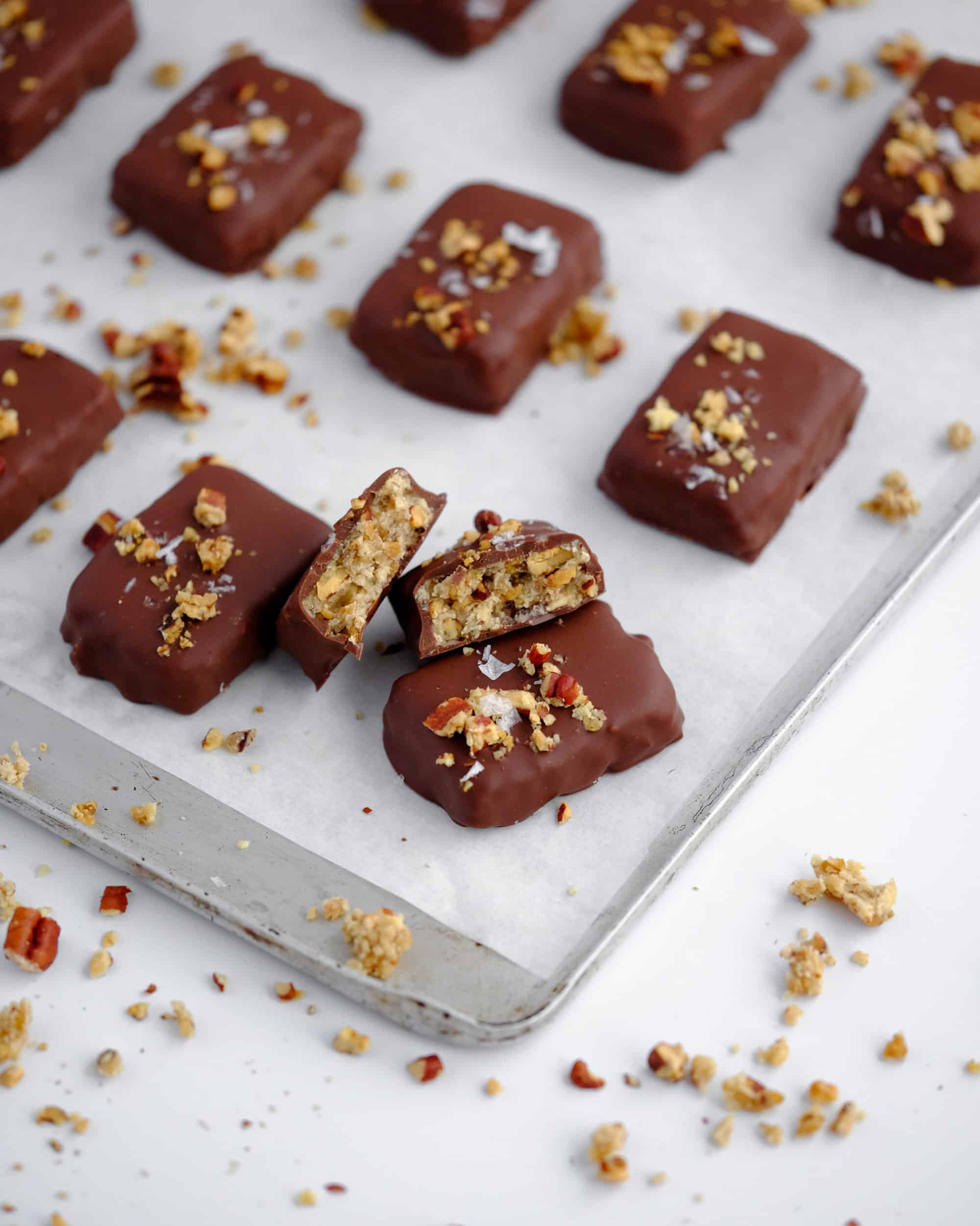 Chocolate Covered Mulberry Pecan Blondies 