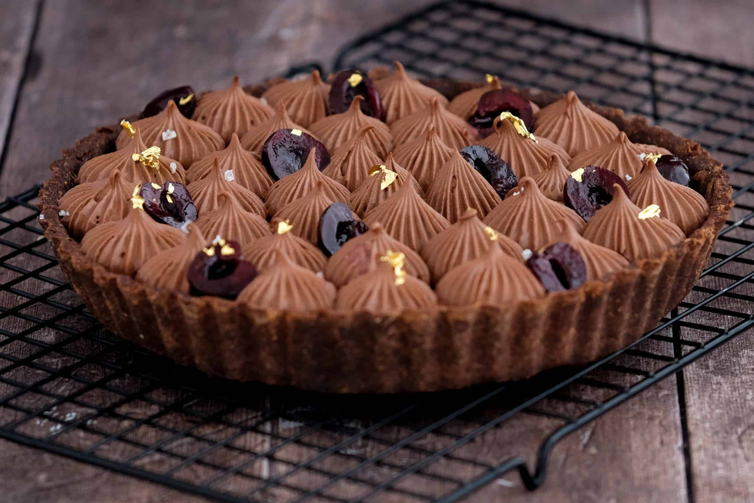 Fermented Cherry Tart with Chocolate Mousse